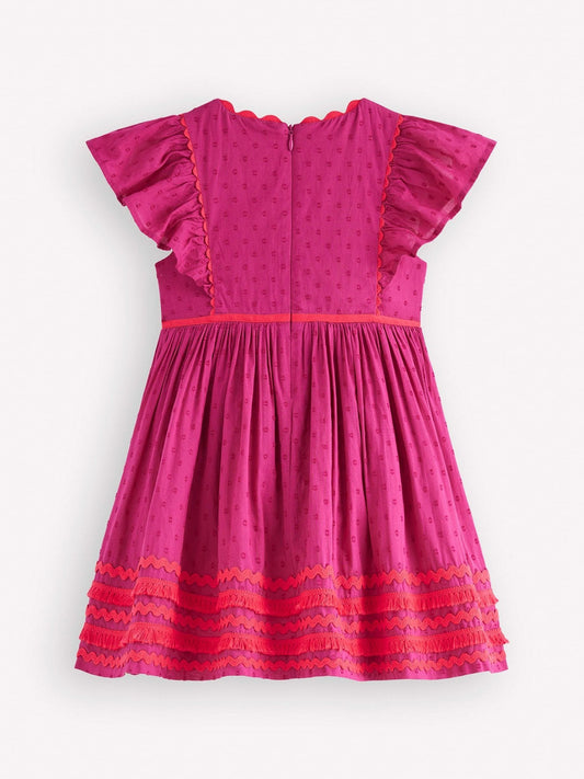 Boden Pink Flutter Sleeve Ric Rac Dress image 2