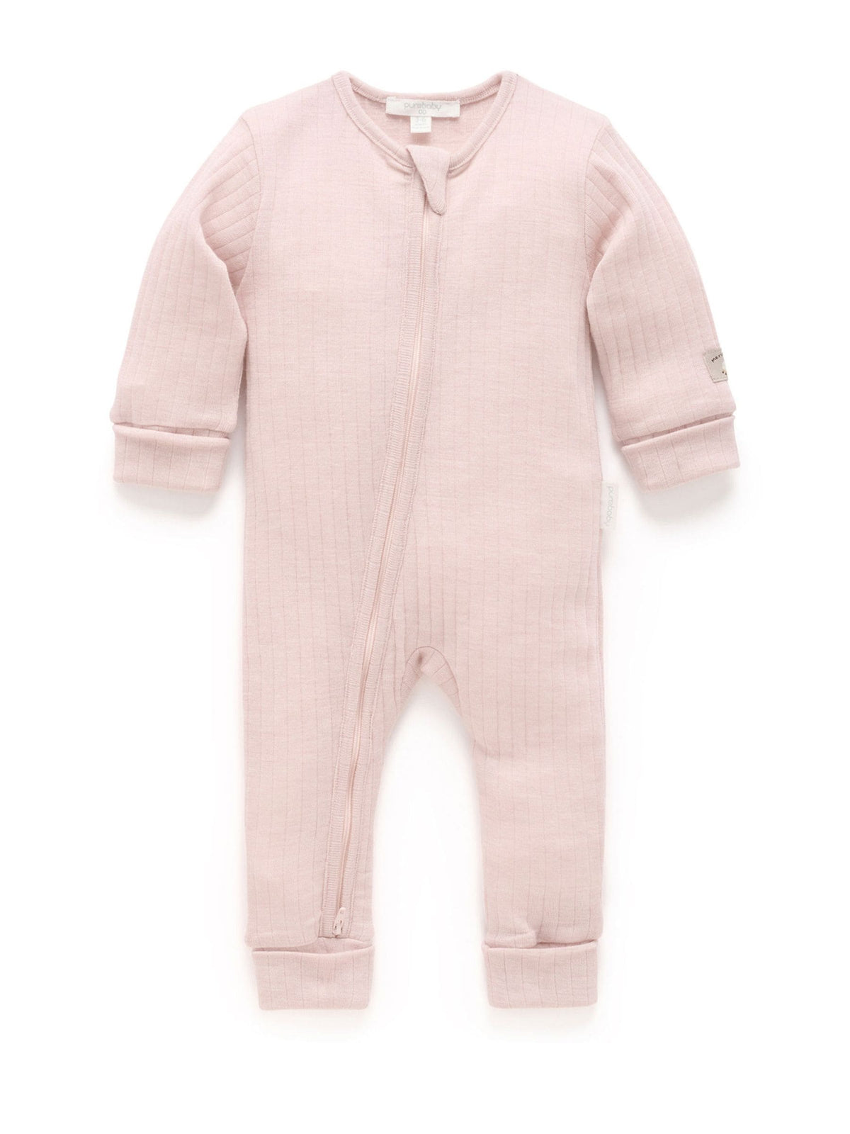 Purebaby Pink Merino Knit Footless Zip Sleepsuit - image 1