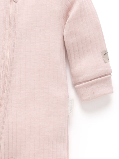Purebaby Pink Merino Knit Footless Zip Sleepsuit - image 3