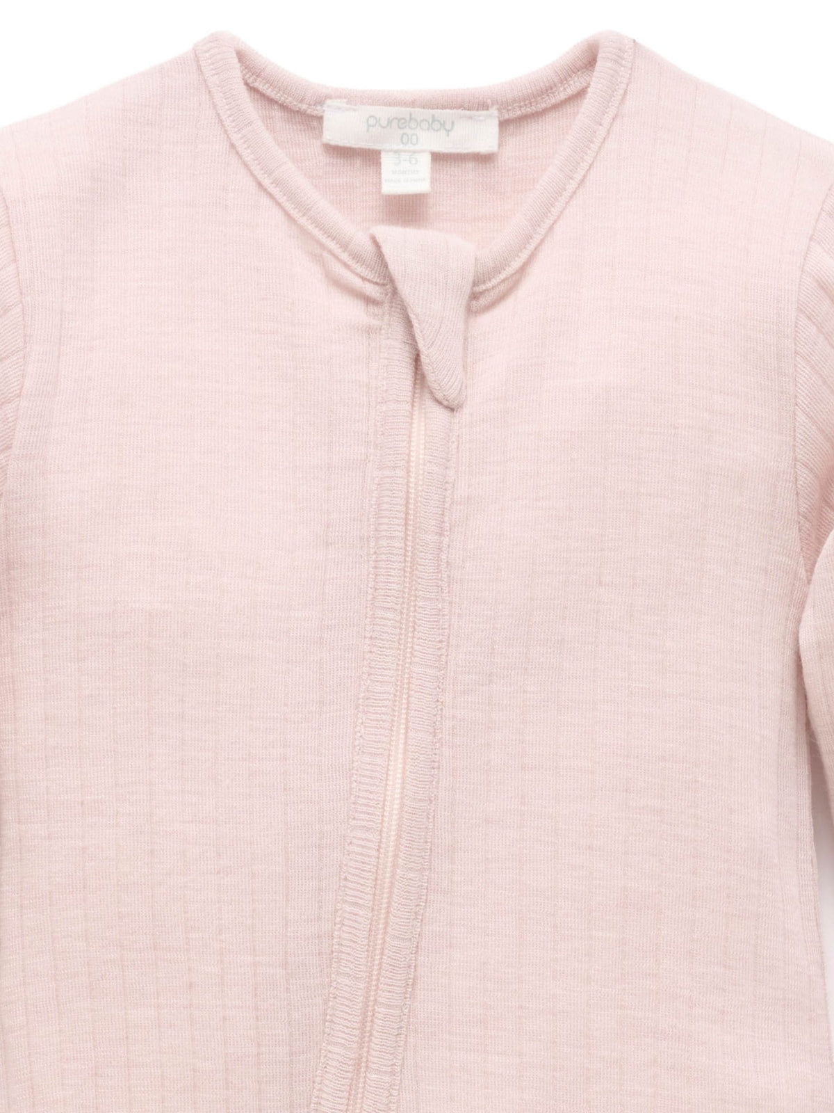 Purebaby Pink Merino Knit Footless Zip Sleepsuit - image 5