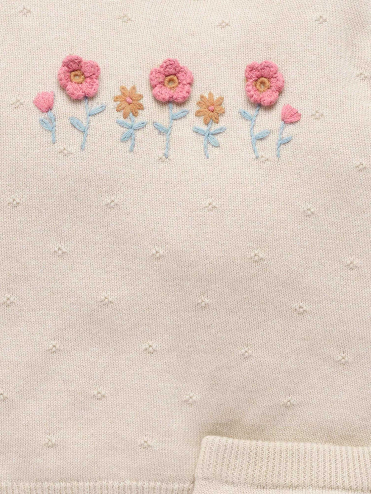 Purebaby Natural Scalloped Knit Floral Jumper & Leggings Set - image 6