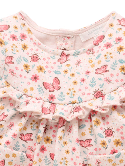 Purebaby Pink Cosy Floral Print Long Sleeve Dress & Leggings Set - image 5