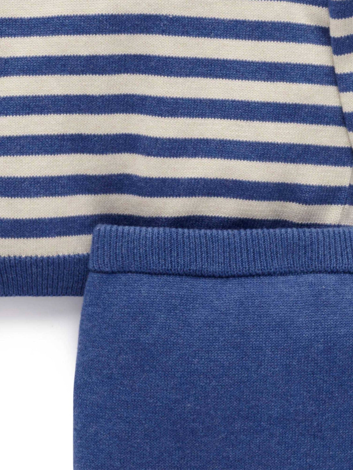 Purebaby Blue Striped Knit Set Polo Jumper & Leggings Set - image 5
