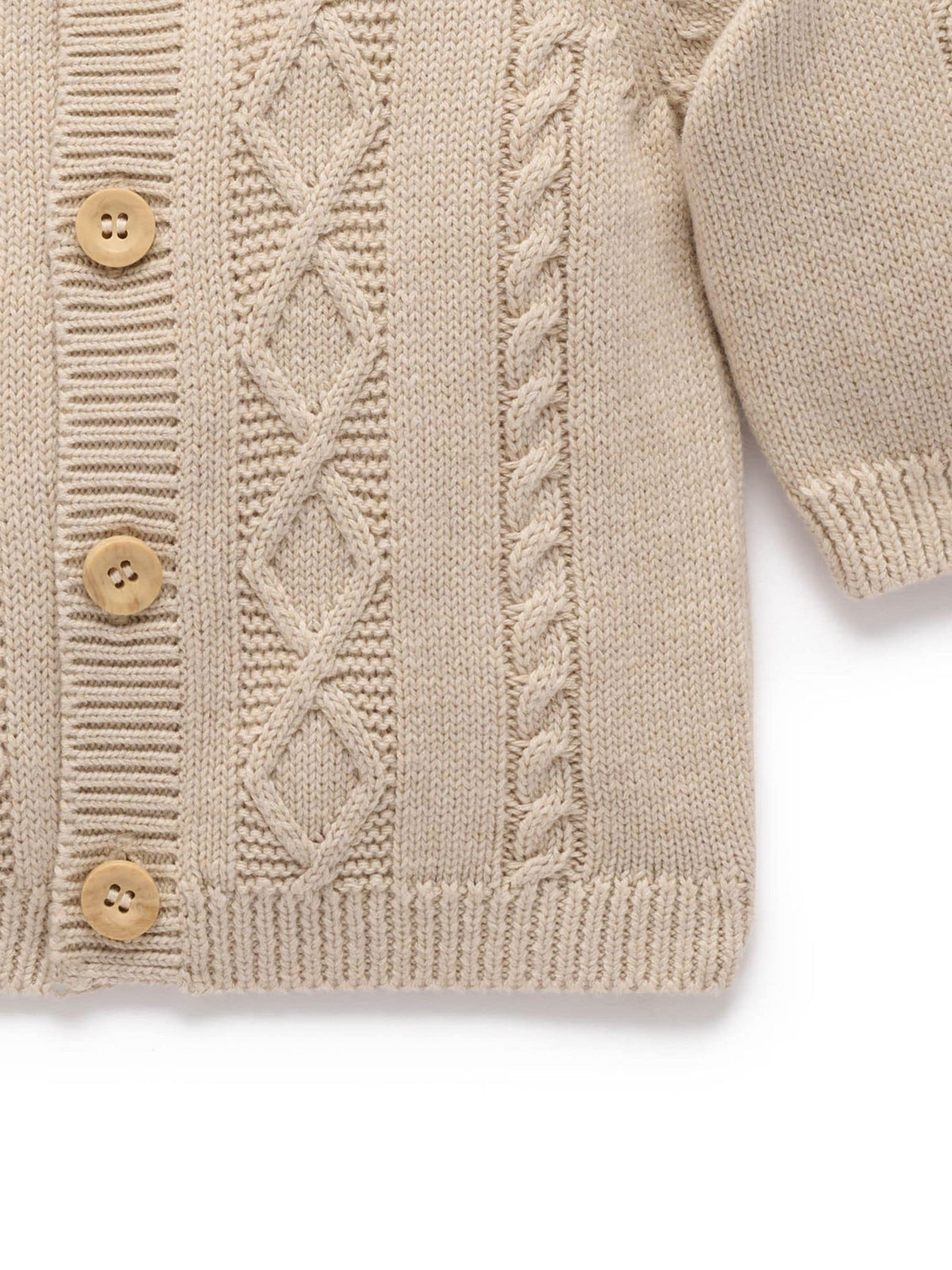 Purebaby Natural Cable Stitch Button Up Cardigan with Collar - image 5