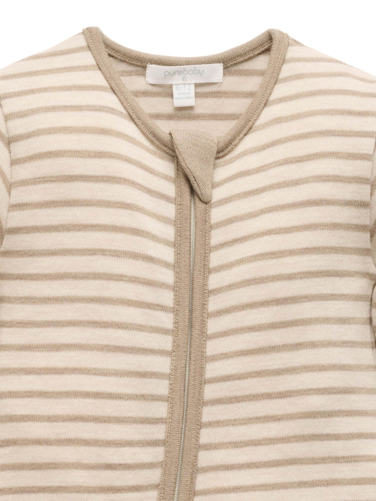 Purebaby Natural Merino Striped Knit Footless Zip Sleepsuit - image 4