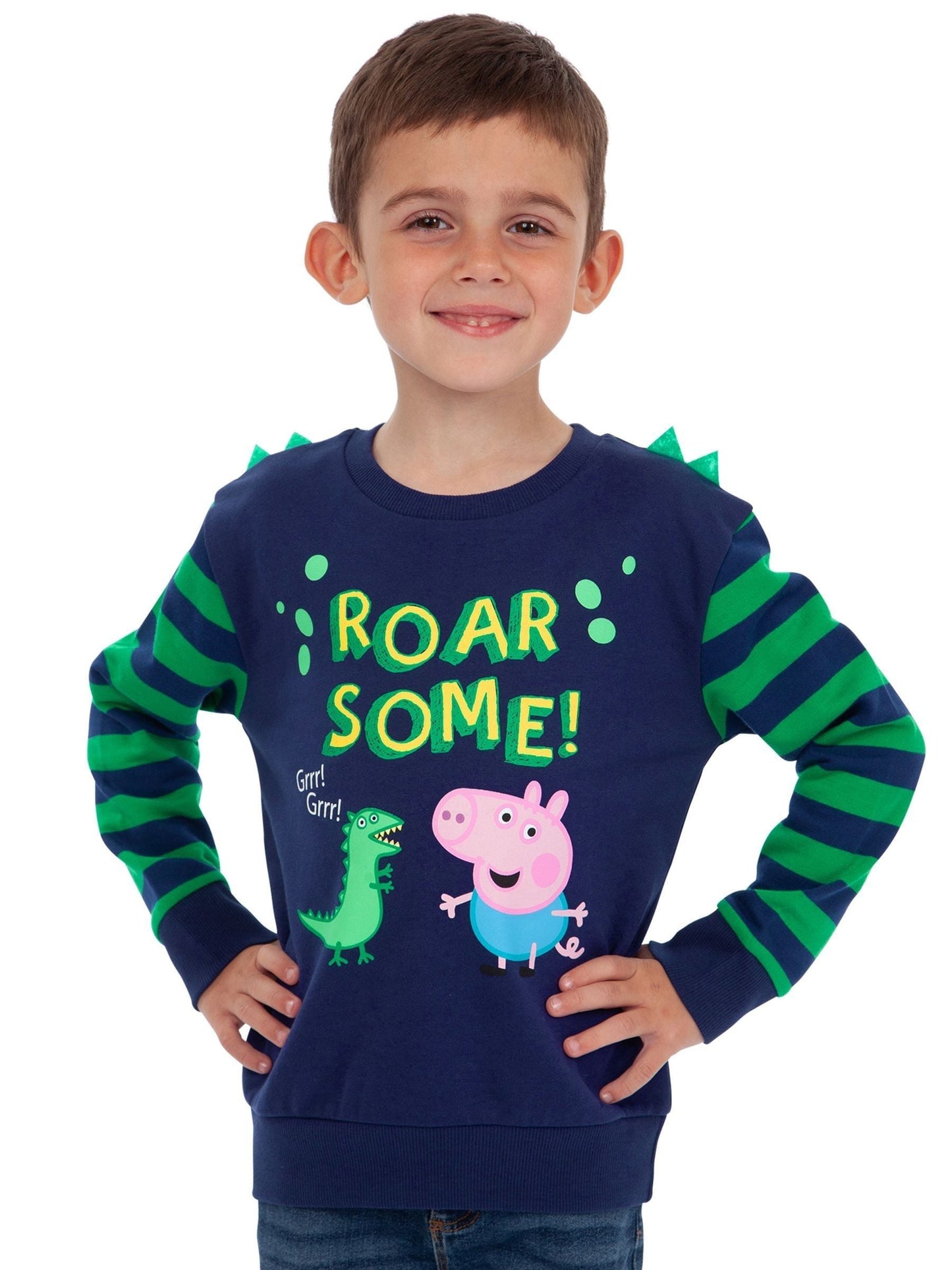 Dsiney Kidz - Character Blue George Pig Dinosaur Stripe 100% Cotton Sweatshirt image 1