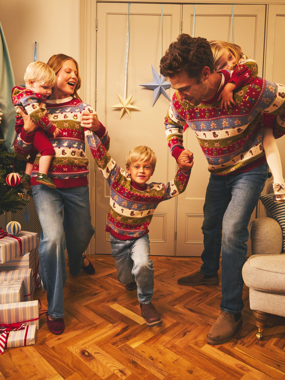 JoJo Maman Bébé Burgundy Christmas Character 2-Piece Fairisle Set - image 1