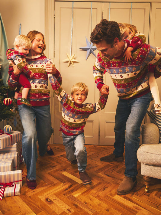 JoJo Maman Bébé Burgundy Christmas Character 2-Piece Fairisle Set - image 1