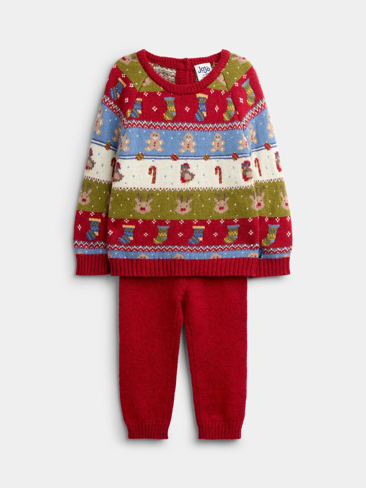 JoJo Maman Bébé Burgundy Christmas Character 2-Piece Fairisle Set - image 2