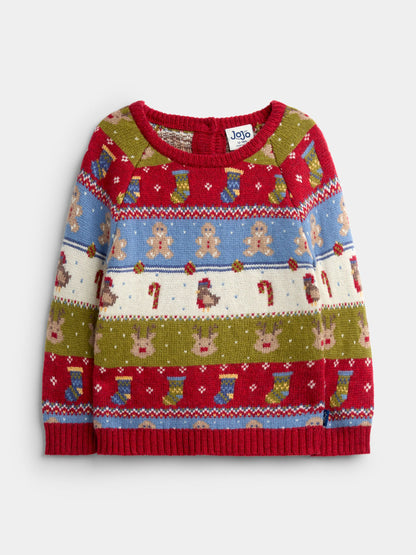 JoJo Maman Bébé Burgundy Christmas Character 2-Piece Fairisle Set - image 3