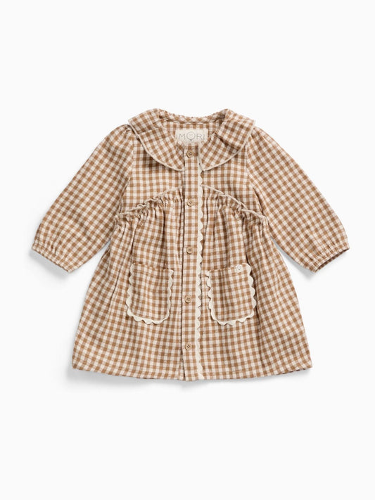 Dsiney Kidz - MORI Brown Checked Frill Dress image 1