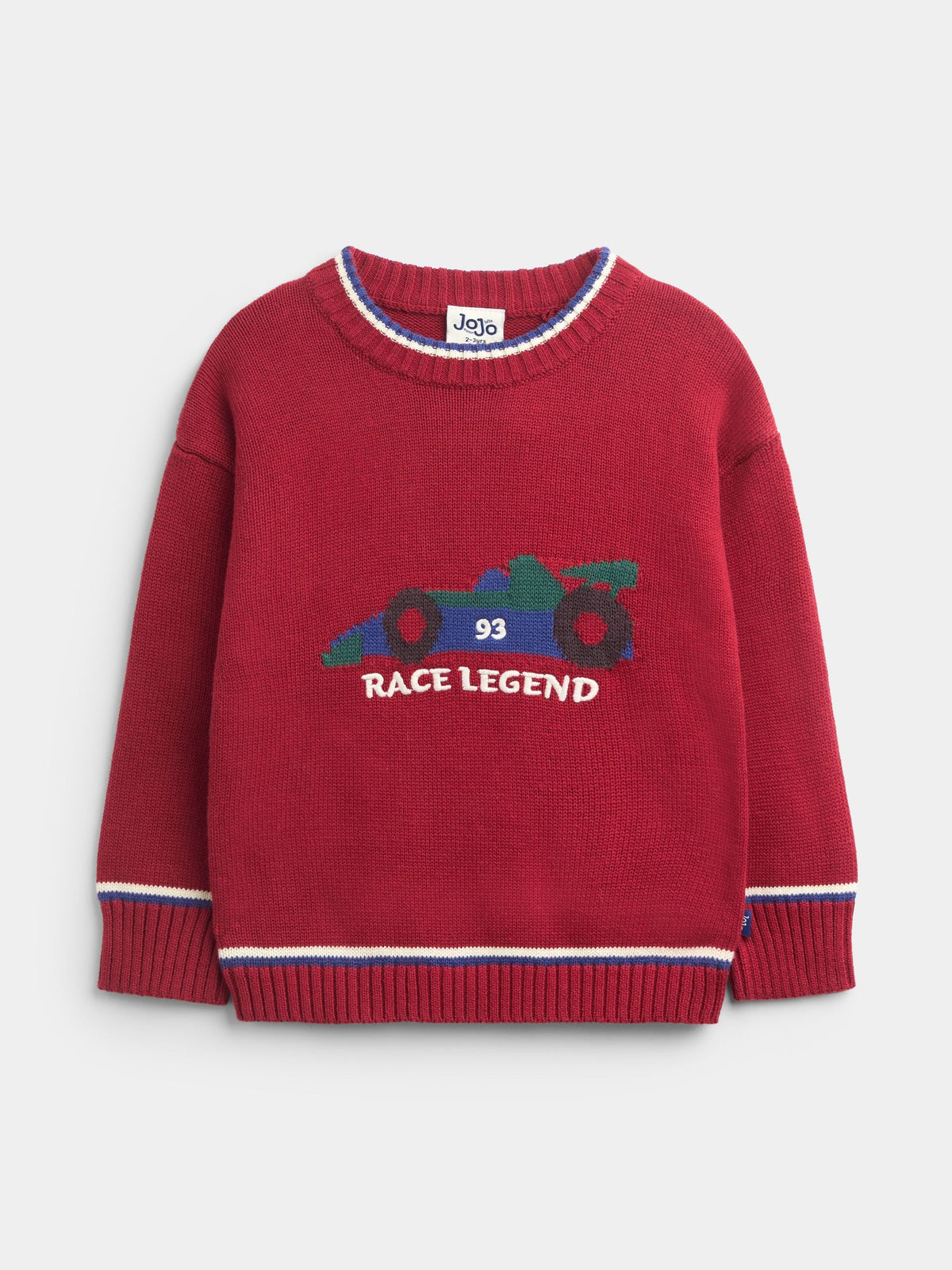 JoJo Maman Bébé Red Race Car Race Car Knitted Jumper - image 1
