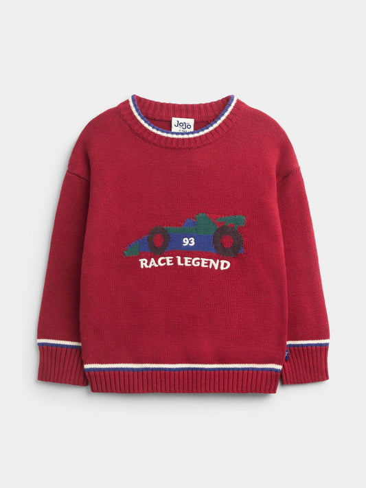 JoJo Maman Bébé Red Race Car Race Car Knitted Jumper - image 1