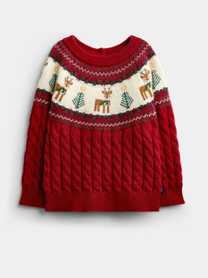 JoJo Maman Bébé Dark Red Reindeer Fairisle Christmas Jumper - image 1