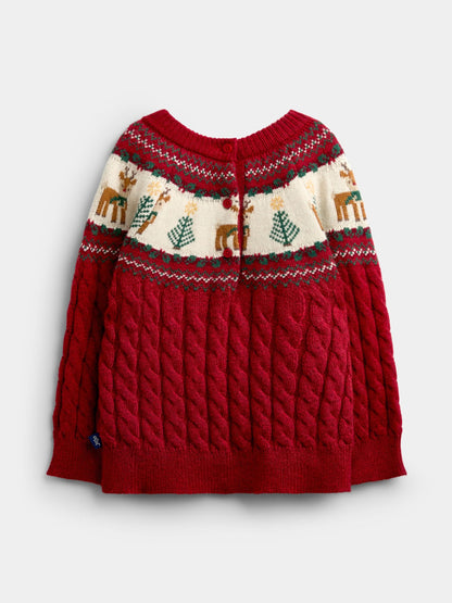 JoJo Maman Bébé Dark Red Reindeer Fairisle Christmas Jumper - image 2