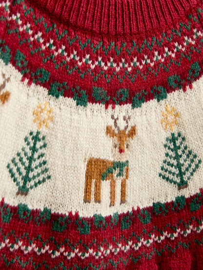 JoJo Maman Bébé Dark Red Reindeer Fairisle Christmas Jumper - image 3