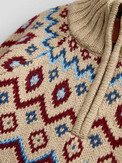 JoJo Maman Bébé Natural Nordic Half Zip Knitted Jumper - image 4