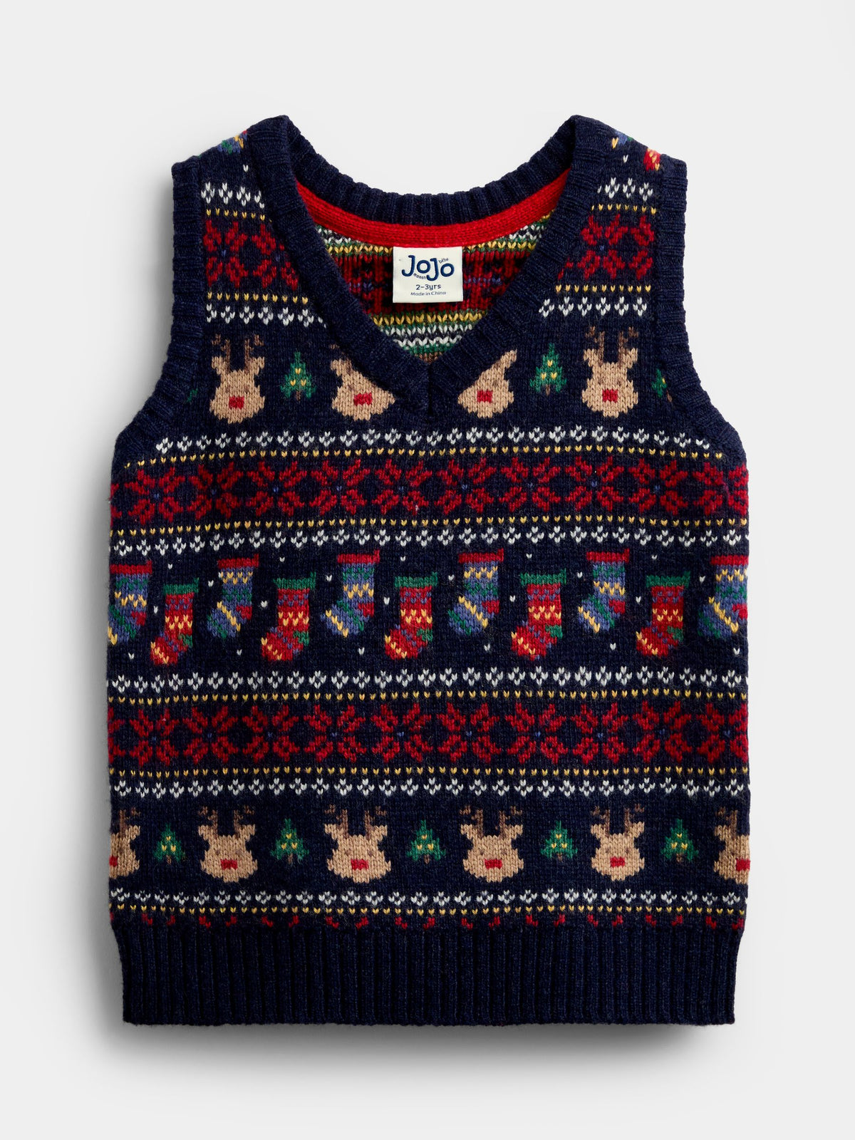 JoJo Maman Bébé Navy Blue Christmas Character Fairisle Tank Top - image 1