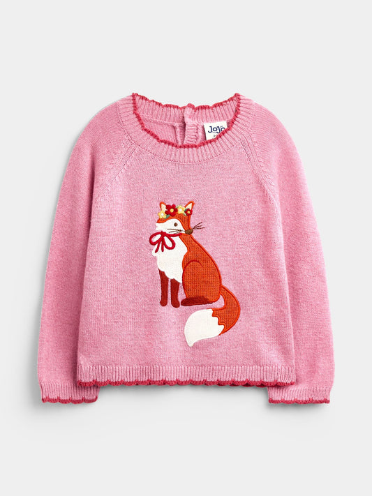 JoJo Maman Bébé Light Pink Fox Knit Jumper - image 1