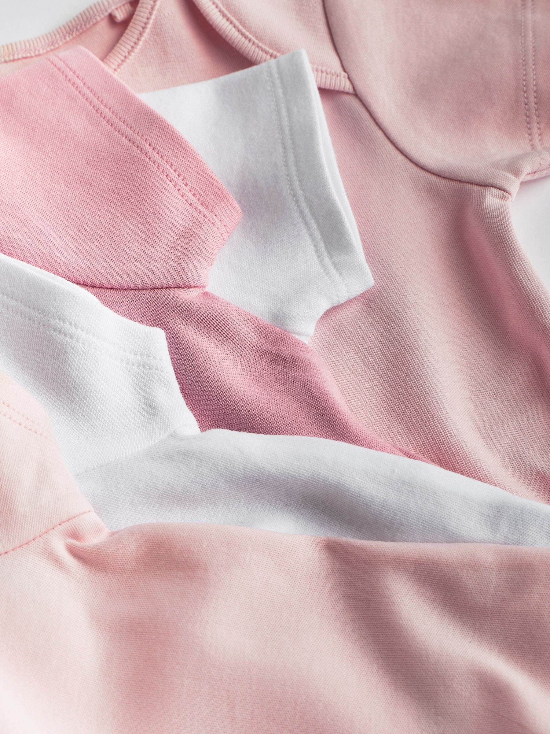 Pink/White 5 Pack Essential Short Sleeve Baby Bodysuits image 4