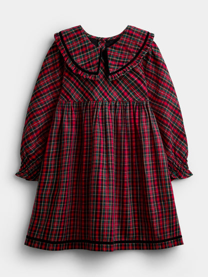 JoJo Maman Bébé Red Tartan Check Frill Collar Dress - image 4