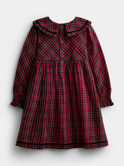 JoJo Maman Bébé Red Tartan Check Frill Collar Dress - image 5