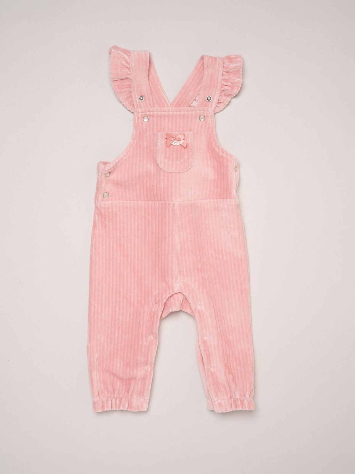 Rock-A-Bye Baby Boutique Pink Bodysuit Peter Pan Collar and Ribbed Velour Dungarees Set - image 2