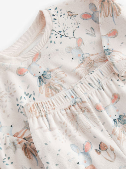 Cream Mouse Cosy Fleece Pyjamas (9mths-10yrs)