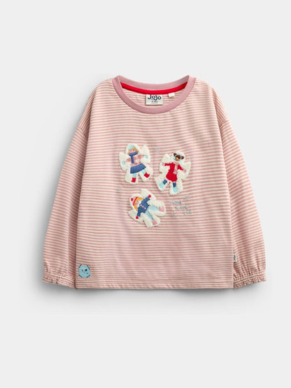 JoJo Maman Bébé Lilac Purple Stripe Snow Angels Appliqué Top - image 1