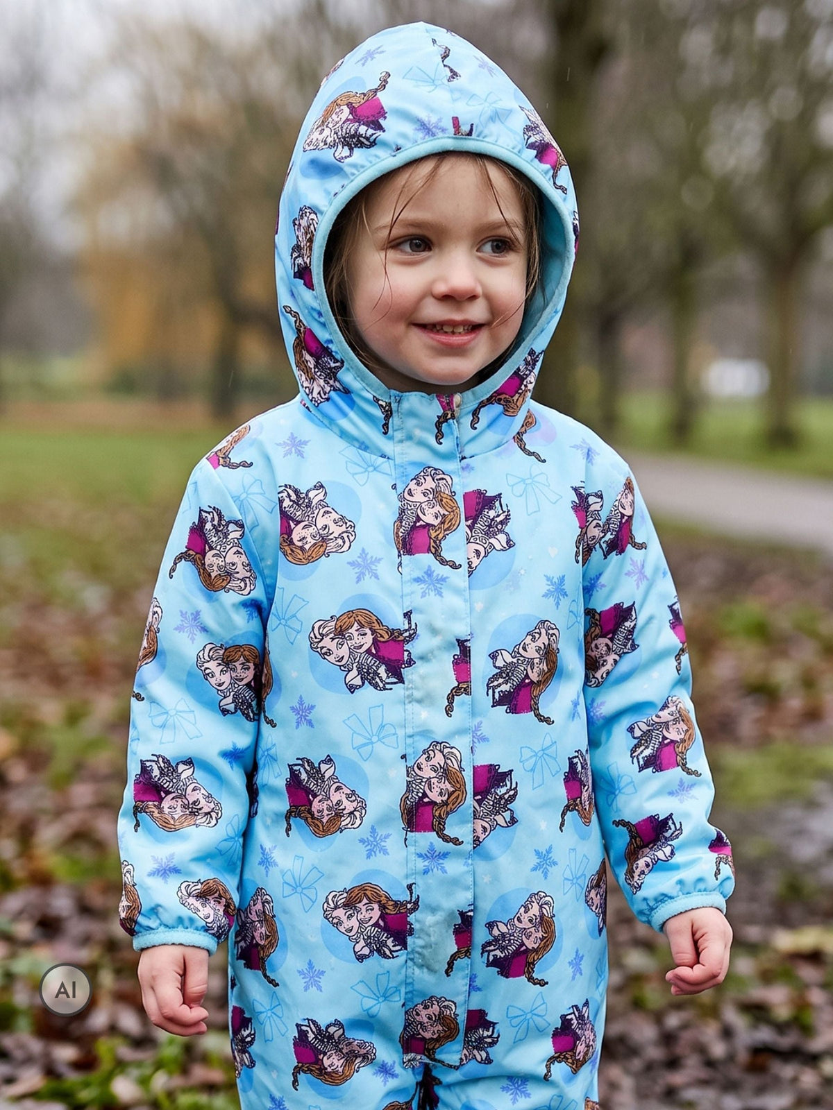 Character Blue Disney Frozen Anna & Elsa Puddlesuit - image 2