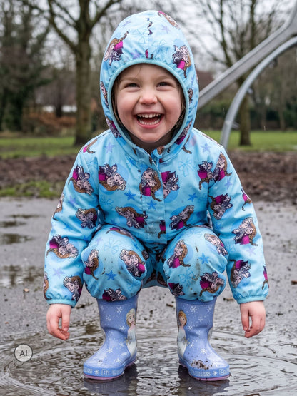 Character Blue Disney Frozen Anna & Elsa Puddlesuit - image 3