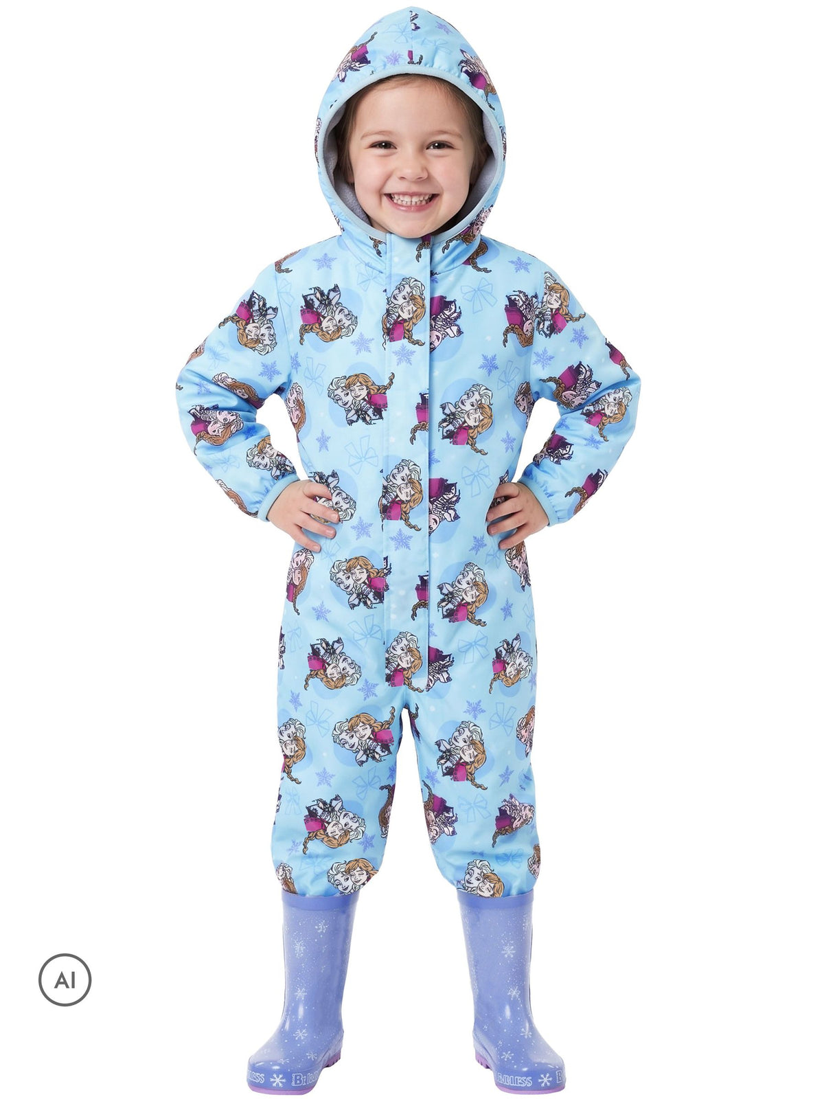 Character Blue Disney Frozen Anna & Elsa Puddlesuit - image 4