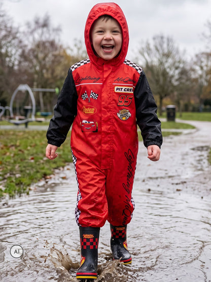 Character Red Disney Cars Lightning McQueen Puddlesuit - image 2