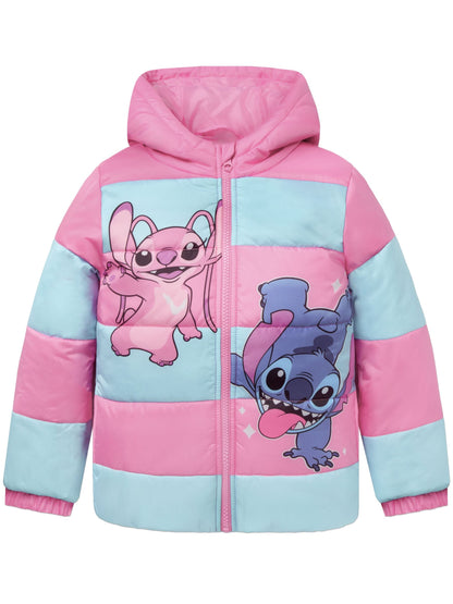 Character Pink Disney Lilo & Stitch Puffer Stitch And Angel Jacket - image 8