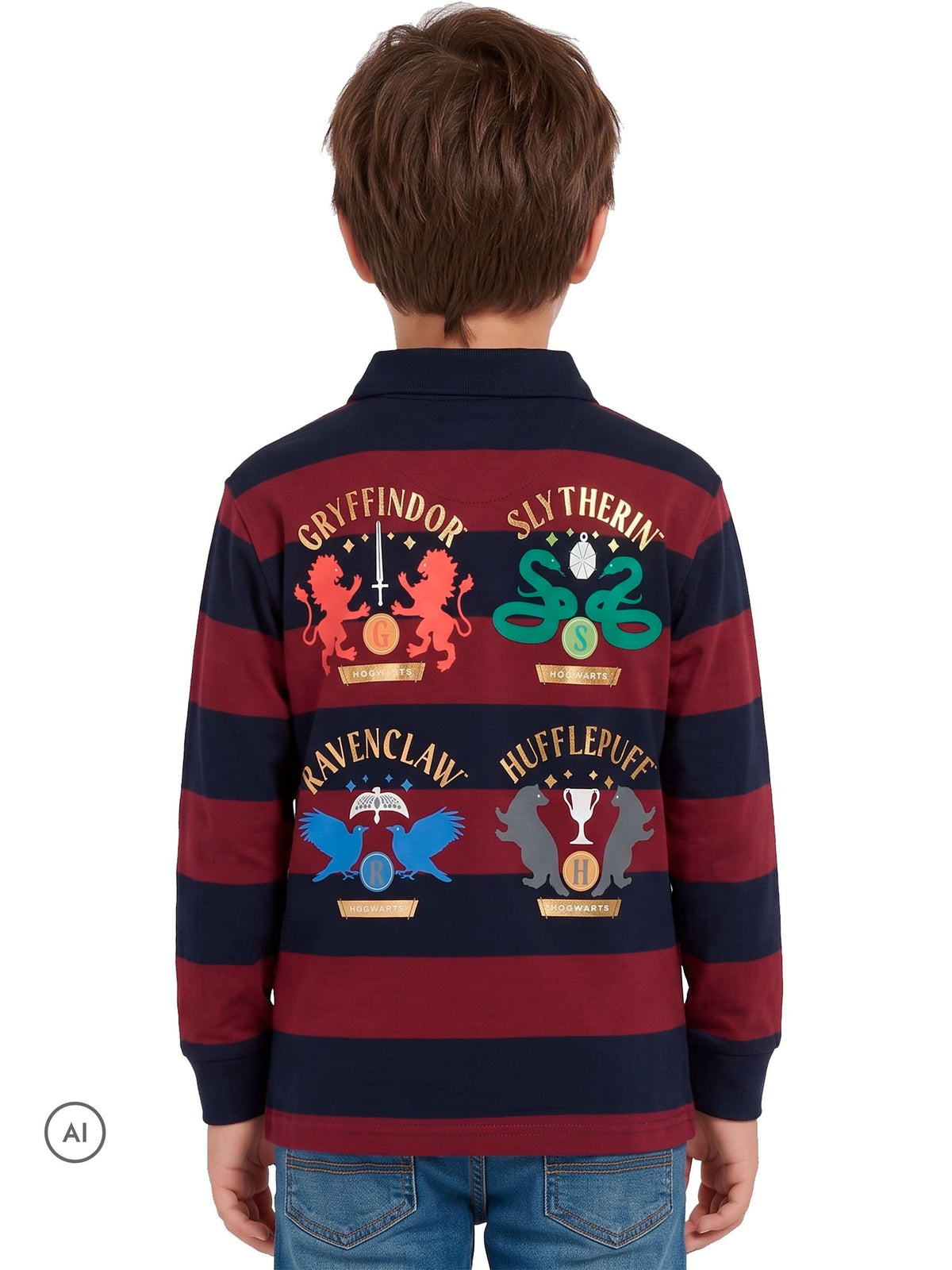 Character Red Harry Potter Hogwarts Rugby Shirt - image 3