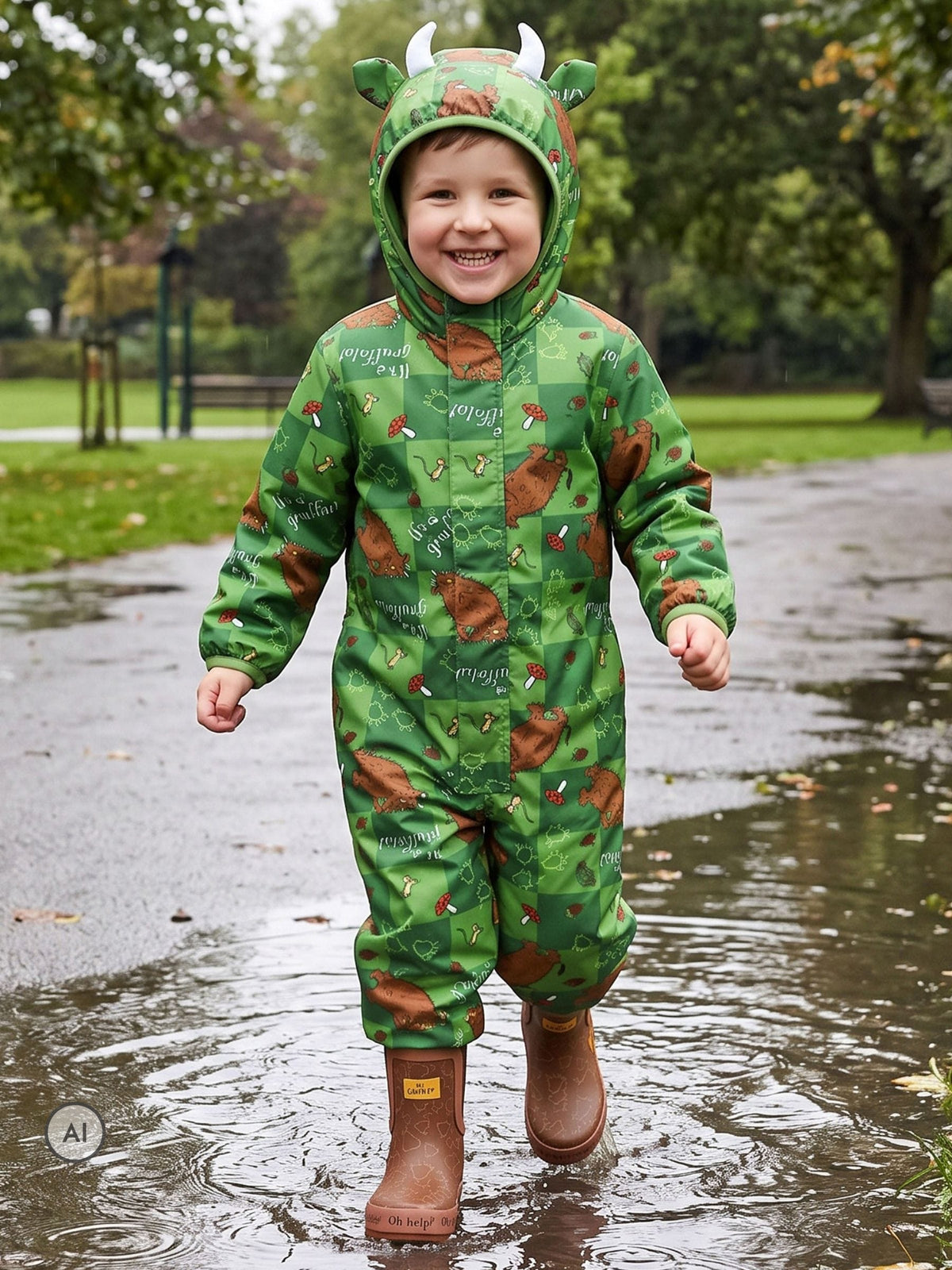 Character Green The Gruffalo 3D Ears & Horns Puddlesuit - image 2