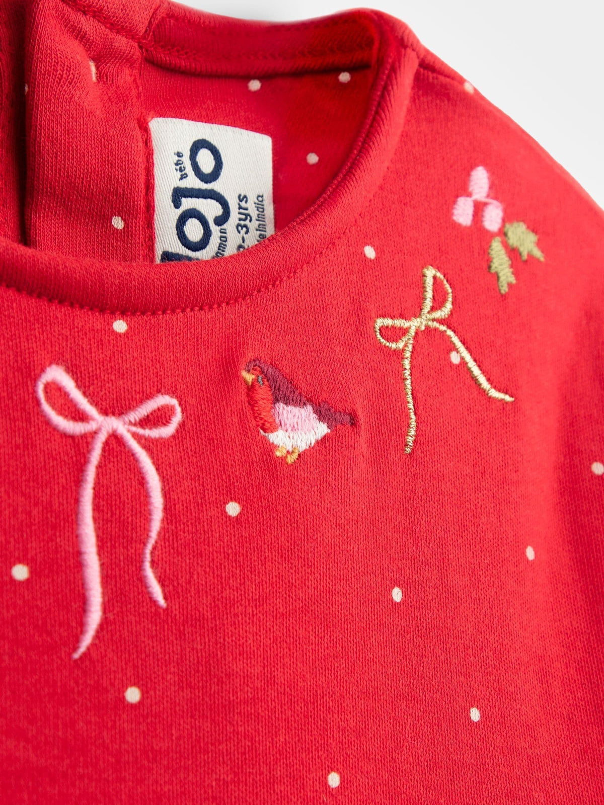 JoJo Maman Bébé Red Reindeer Appliqué Hem Jersey Dress - image 3
