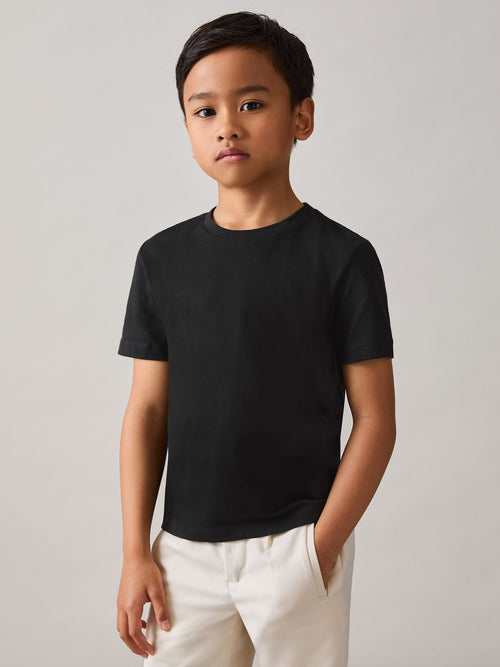 Reiss Black Bless 3-9 yrs Cotton Crew-Neck T-Shirt image 1