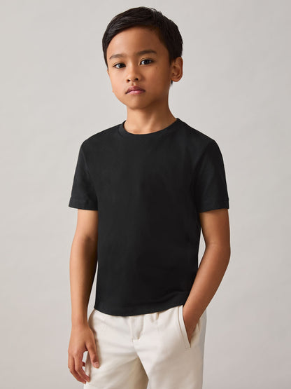Reiss Black Bless 3-9 yrs Cotton Crew-Neck T-Shirt image 1