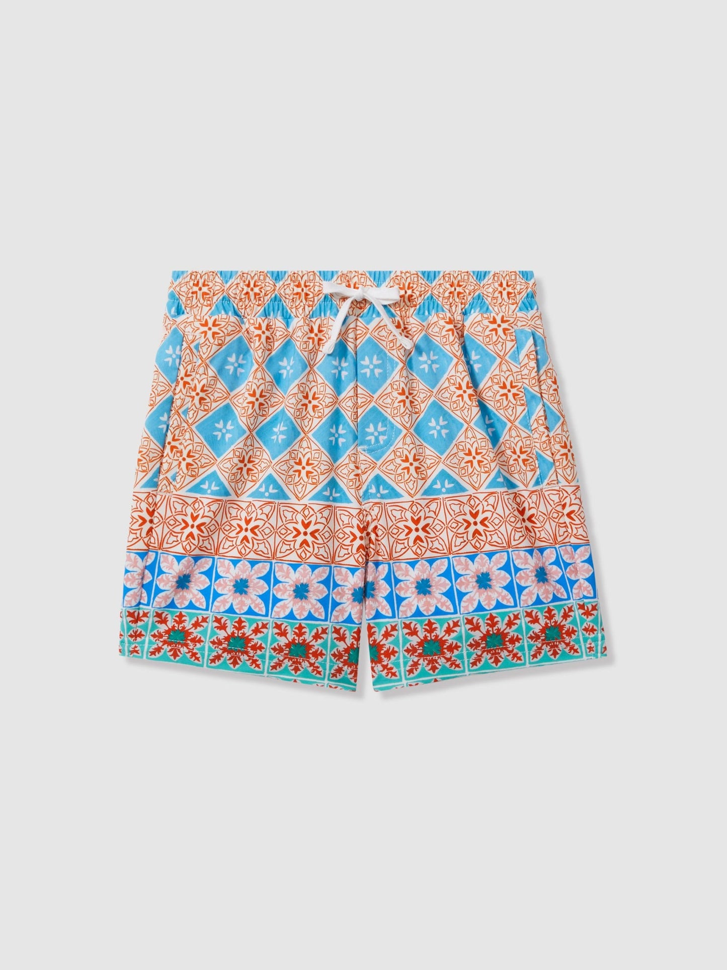 Dsiney Kidz - Reiss Orange Multi Arizona 3-9 yrs Floral Tile Print Drawstring Swim Shorts image 2