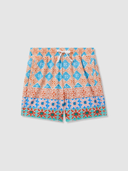 Dsiney Kidz - Reiss Orange Multi Arizona 3-9 yrs Floral Tile Print Drawstring Swim Shorts image 2