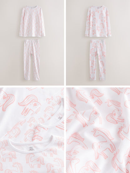 Pink Unicorn Print Kind to Skin Pyjamas 2 Pack (9mths-12yrs) image 3
