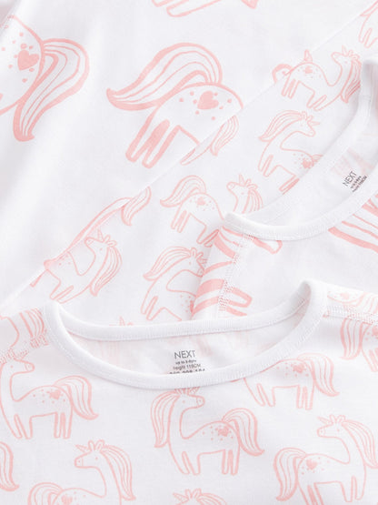 Pink Unicorn Print Kind to Skin Pyjamas 2 Pack (9mths-12yrs) image 6