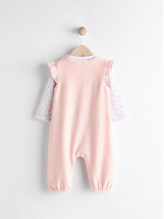 Pink Baby Dungarees and Longsleeve Bodysuit Set (0mths-2yrs)