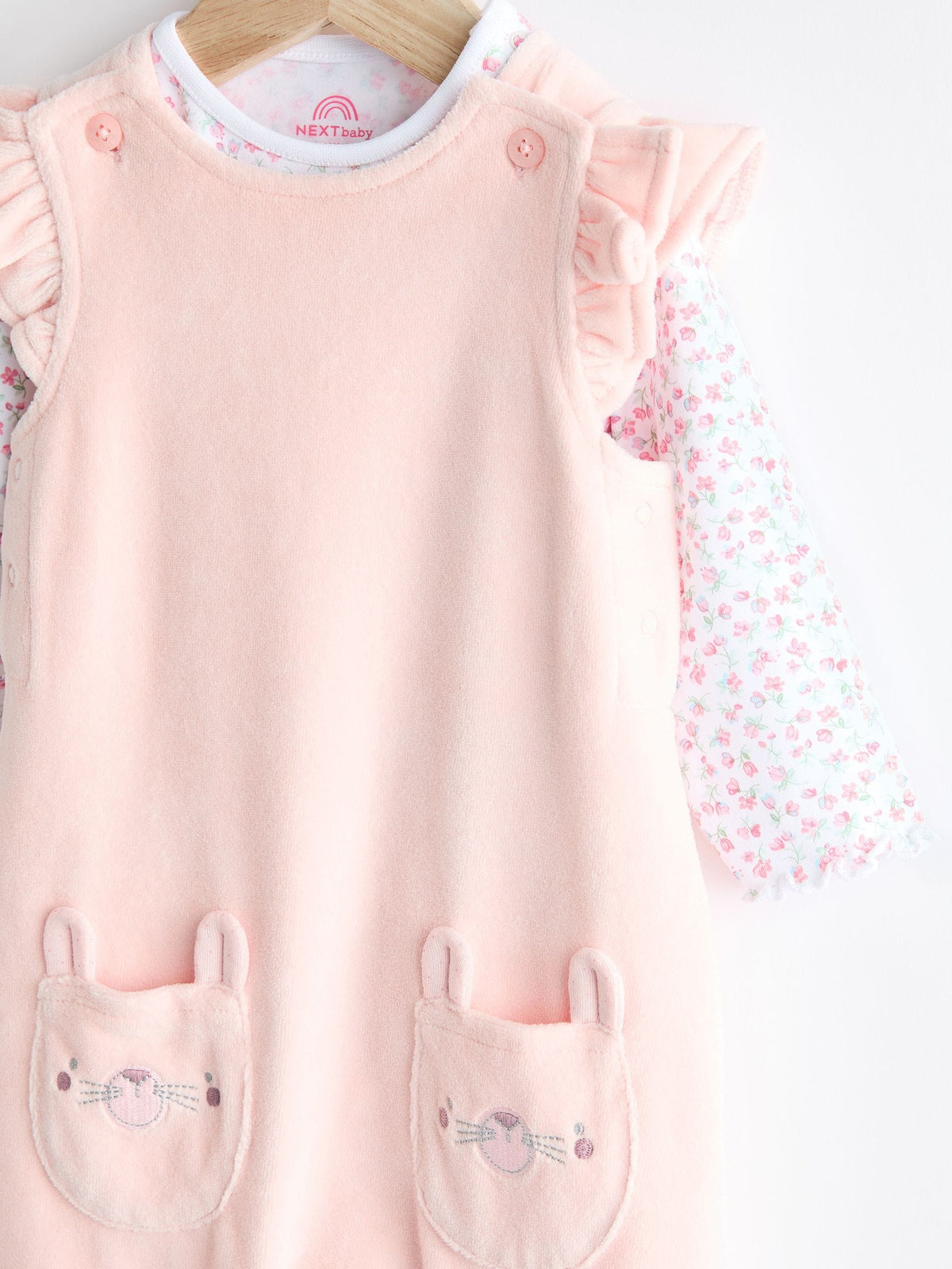 Pink Baby Dungarees and Longsleeve Bodysuit Set (0mths-2yrs) image 4