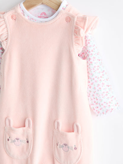 Pink Baby Dungarees and Longsleeve Bodysuit Set (0mths-2yrs)