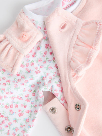 Pink Baby Dungarees and Longsleeve Bodysuit Set (0mths-2yrs)