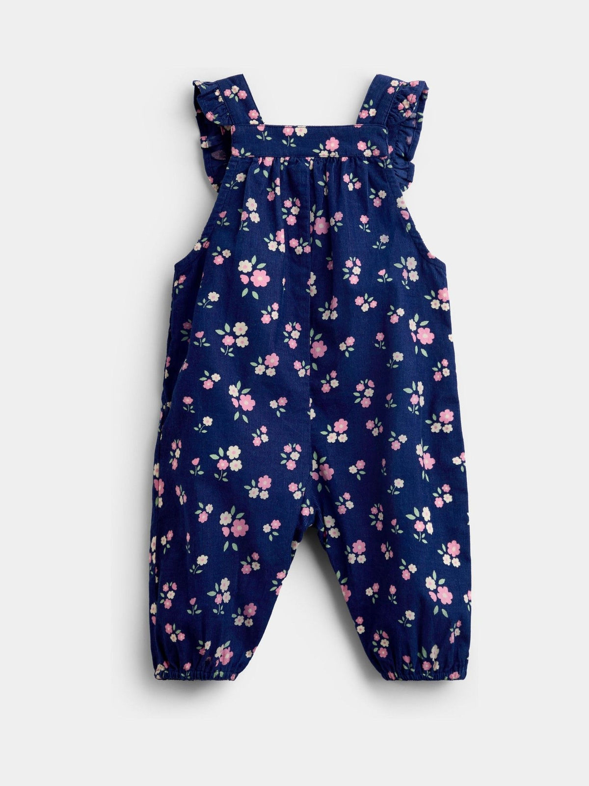 Dsiney Kidz - JoJo Maman Bébé Navy Blue Floral Cord Dungarees & Body Set image 5