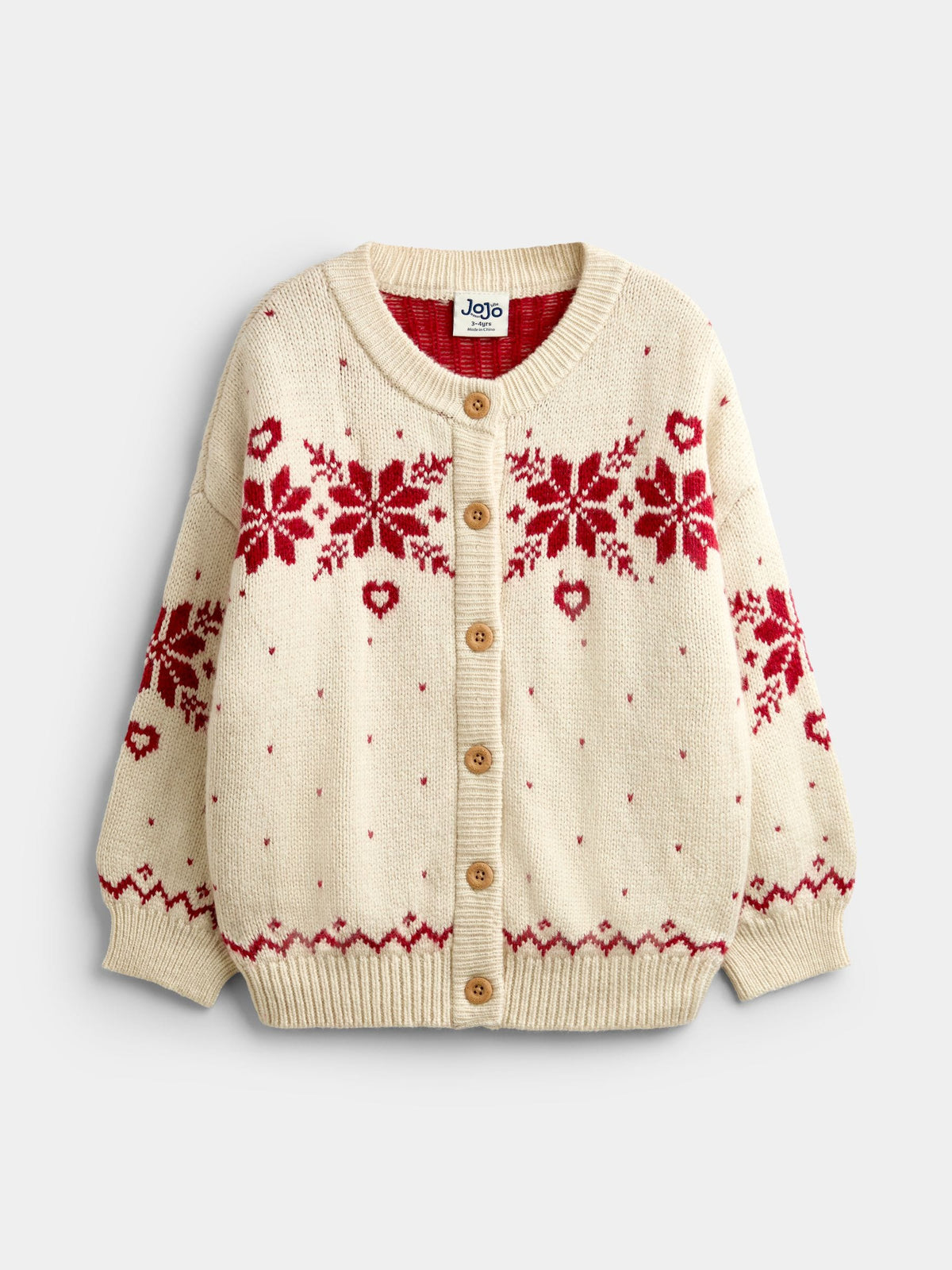 JoJo Maman Bébé Ivory Snowflake And Heart Fairisle Cardigan - image 2