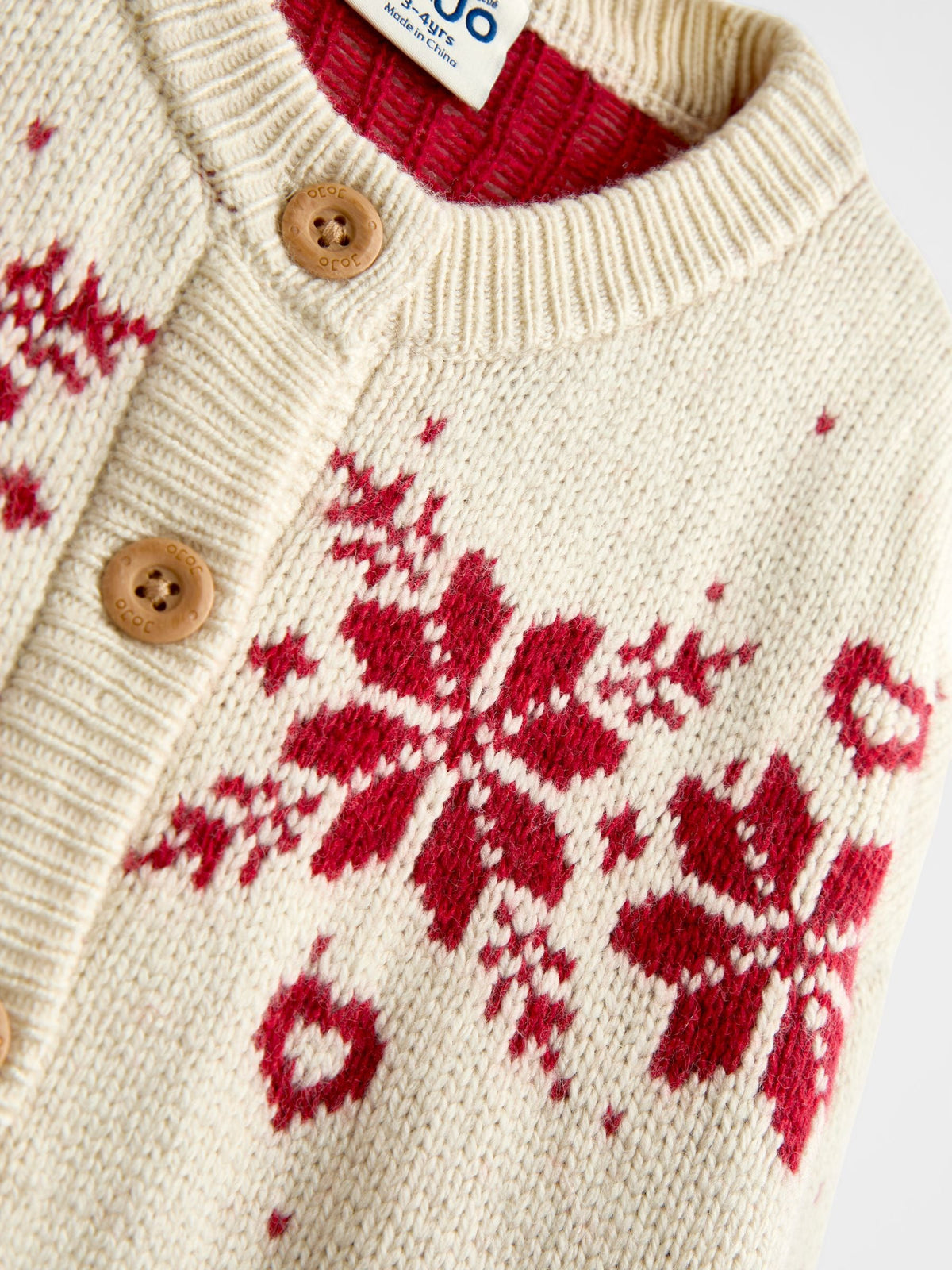JoJo Maman Bébé Ivory Snowflake And Heart Fairisle Cardigan - image 3